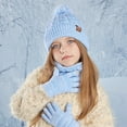 thumbnail image 2 of SuTry Kids 3 PC Hat Set Knitted Hat,Scarf and Gloves Set Snowflake Woolen Soft Fashion Winter Outdoor Set(Sky Blue,4-10 Years), 2 of 3