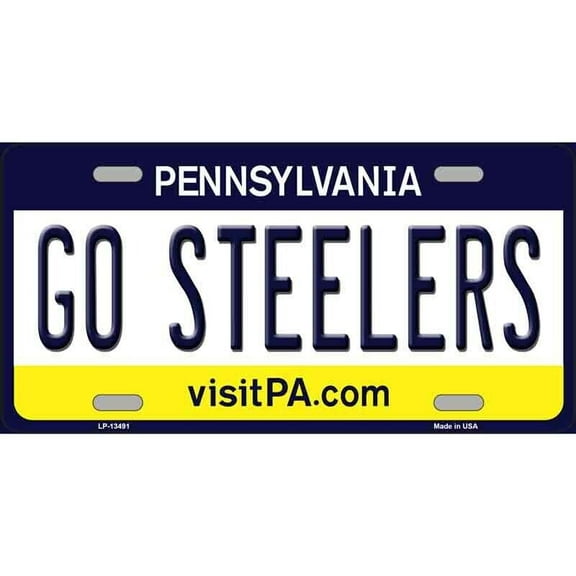Aluminum (12 inch x 6 inch) License Plate Metal Sign for Home Go Steelers Novelty