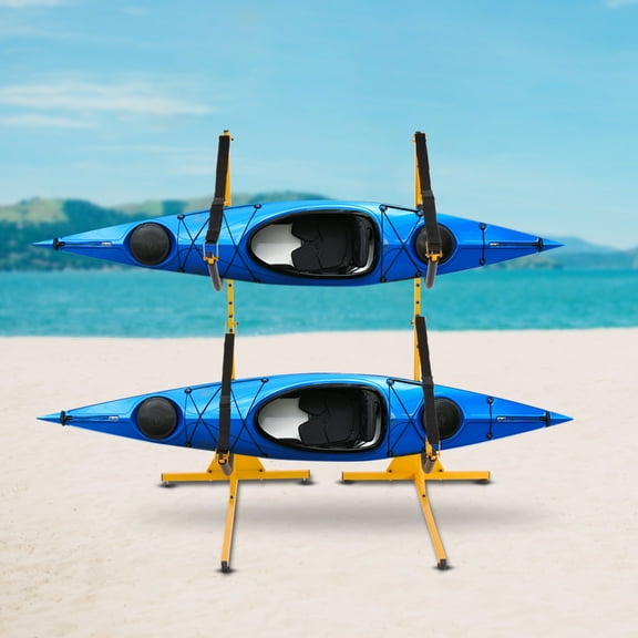 ToppiJoy 2Pcs Kayak Storage Rack Hold up 120lbs, Steel & Nylon, Soft EVA Foam Protection, Space-Saving Floor Mount