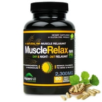Muscle Relax 24/7 Natural Day or Night Relaxant - Large 2,300mg Maximum Strength for Spasms & Cramps Support, Health with Magnesium Glycinate - 60 Count - (Packaging May Vary)