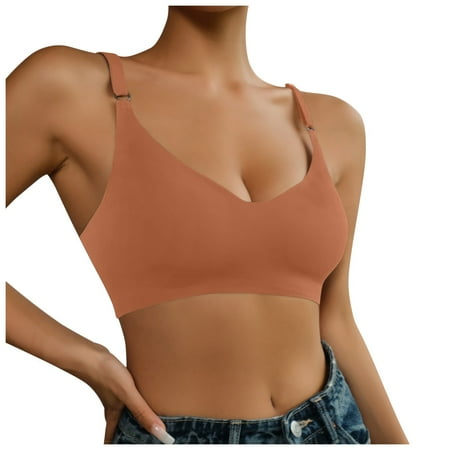 (2-Pack) Puawkoer Seamless Girls  Bray Women Bras Plus Size Front Hook Beautiful Back Gathers Comfortable Womens Bras Push Up Ladies Underwear without Rims Bandeau S