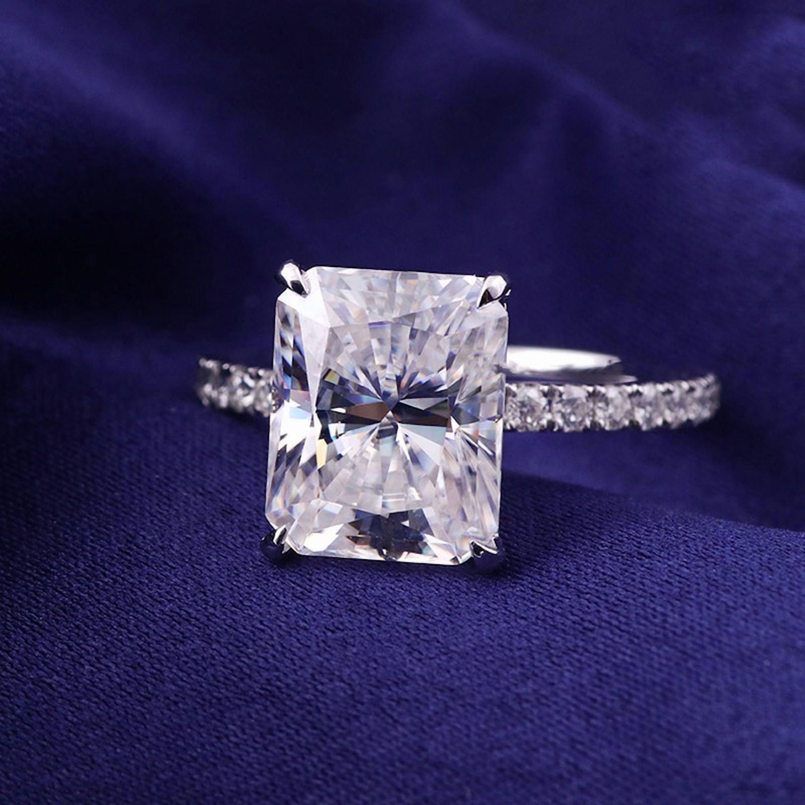 solitaire jewels 5CT Radiant Moissanite Solitaire Engagement Ring For Women, 14K Yellow Gold