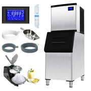 Dextrus Commercial Ice Machine 400Lbs/24H, Ice Machine 250 Lbs Storage Bin UL Approval, Quick Cycles of 8-18 Minutes,Including 1 Ice Shaving Machine, 1 Ice Scoop, 3 Pipes and 1 Water Purifier