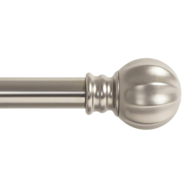 Ivilon Curtain Rod with Ball Finials - 1 inch Pole. 28 to 48 Inch. Satin Nickel