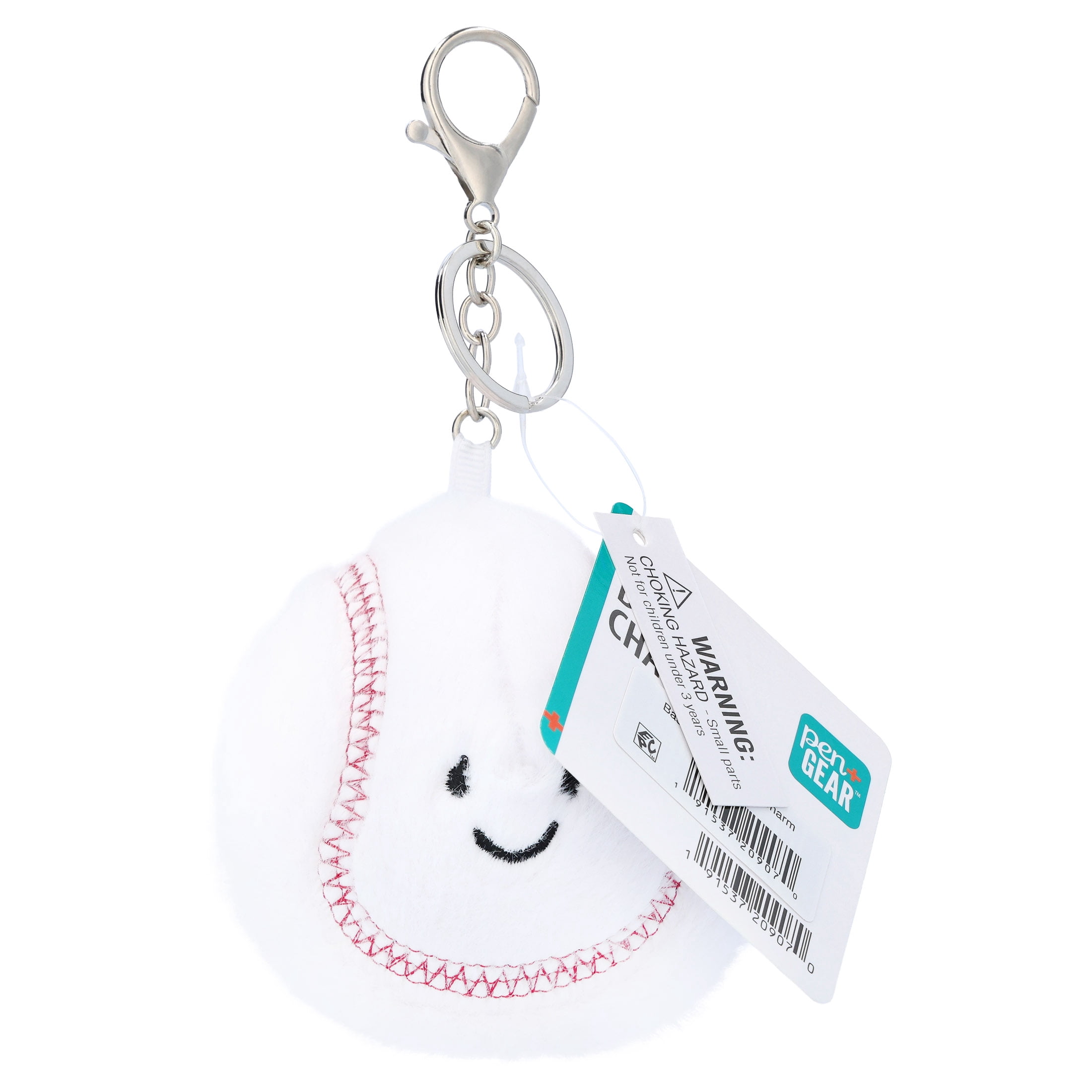Pen+Gear Baseball Mini Plush Bag Charm, Red and White