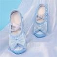 thumbnail image 2 of Xfvqtps Ballet Shoes for Girls Soft Sole Non Slip Cross Elastic Straps Double Mesh Bow Pearl Decor Satin Dance Shoes for Gymnastics Performance Blue, 2 of 8