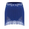 thumbnail image 6 of Mufeng Kids Girls Sparkly Disco Jazz Latin Hip Hop Ballet Lyrical Dance Outfits Crop Top with Fringe Blue 16, 6 of 7