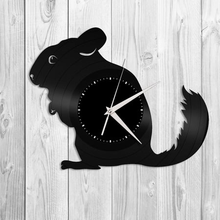 Amblelife Chinchilla Vinyl Wall Clock Famous Animal Gift Home and Kids Room Decoration Vintage Design Office Bar Room Home Decor