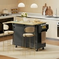thumbnail image 2 of HOMCOM 51" Kitchen Island with Power Outlet Drop Leaf Kitchen Cart Black, 2 of 10