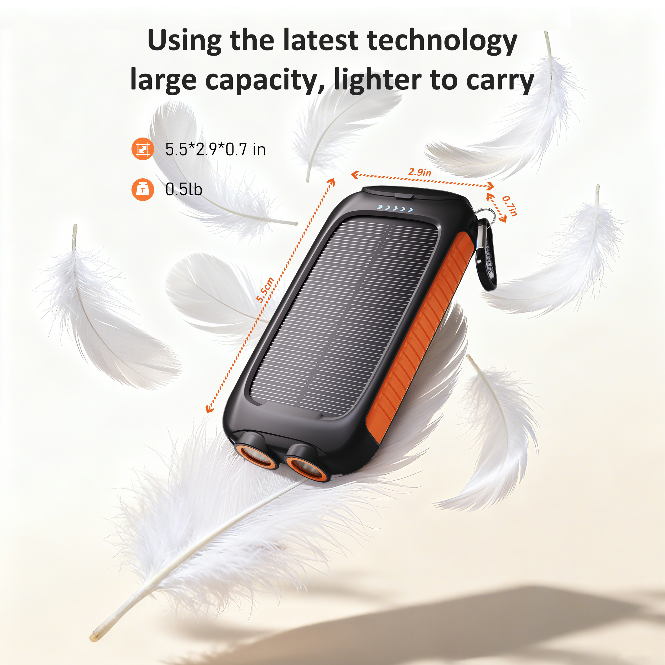 Solpowben 38800mAh Solar Power Bank, Orange photo 4