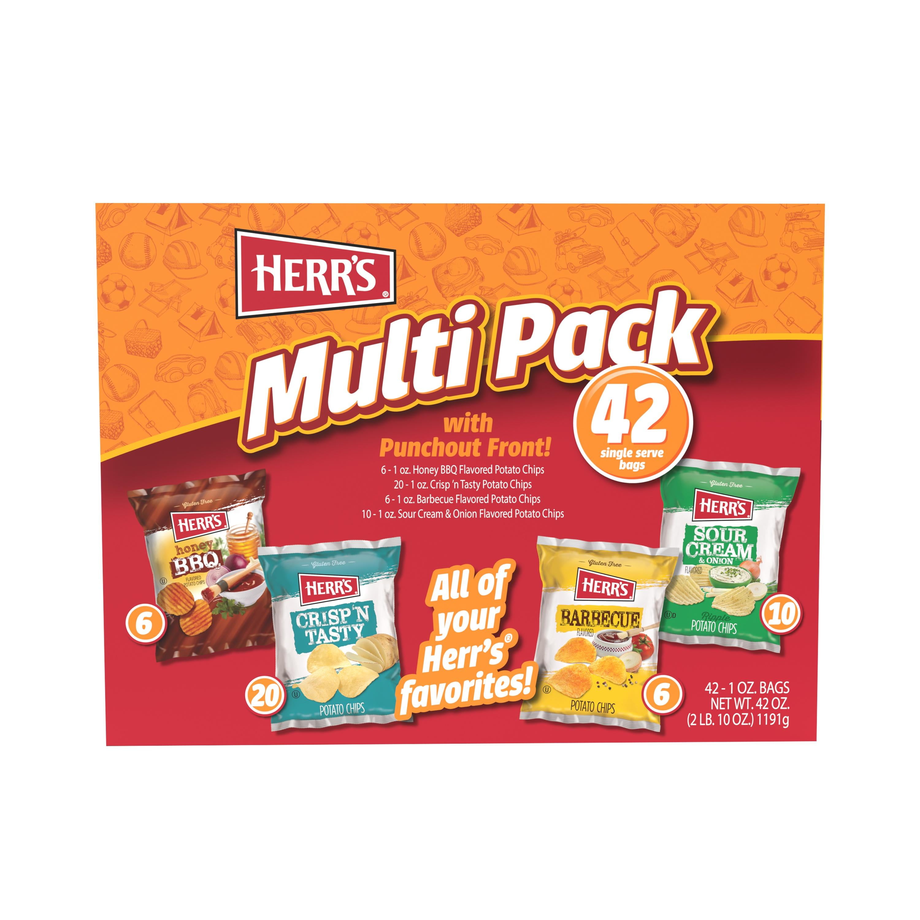 Herr's Potato Chips, Multi Pack, 42 Count, 42 oz