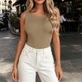 thumbnail image 4 of MYAOYINo Boundaries Womens Solid Sleeveless Tank Top Slim Fit Crew Neck Casual Wear, 4 of 7