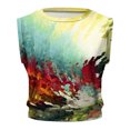 thumbnail image 4 of Pompotops Mode Femme Débardeur Court Col Rond Mode Imprimé Sans Manches Nombril Extérieur Haut Blouse, 4 of 4