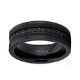 thumbnail image 3 of Metal Masters Mens Genuine Tungsten Black Wedding Band Eternity Ring Cubic Zirconia Comfort-Fit, 3 of 8