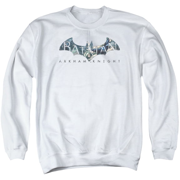 Batman Arkham Knight Descending Logo Adult Crewneck Sweatshirt White