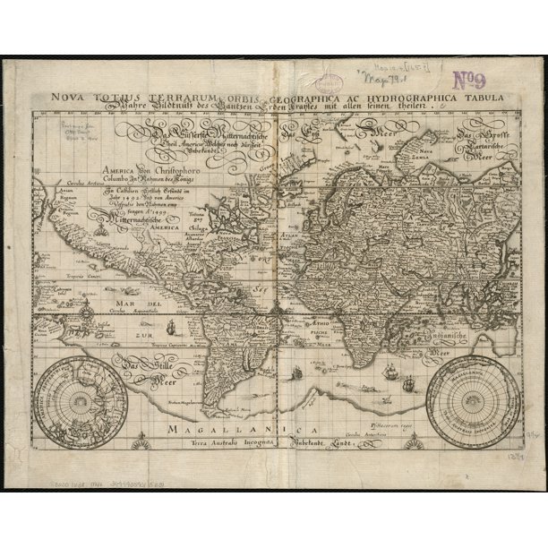 Nova Totius Terrarum Orbis Geographica Ac Hydrographica Tabula Wahre Biltnss Des Gantzen Erden Kra Ses Mit Allen Seinen Theilen Large Map Vivid Imagery Laminated Poster Print X 30 Walmart Com Walmart Com