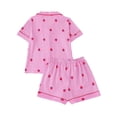 thumbnail image 6 of HAYIMI Child Girls 2 Piece Pajama Set Short Sleeve Lapel Button Down Shirt and Ruffled Shorts with Strawberry Print Kids Sleepwear Classic Nightwear, 6 of 8
