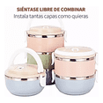 thumbnail image 3 of Toper Termico De 3 Pisos Lunch Box Fiambrera Escuela Oficina gris/rosa/beige, 3 of 4