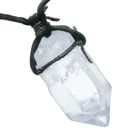 - Amulet Brazilian Large Rough Rock Quartz Healing Crystal Point Wand Pendant Necklace