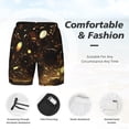 thumbnail image 6 of Picia Classical Golden Casino pattern Mens Swim Trunks with Compression Liner Stretch Beach Shorts Quick Dry with Zipper Pockets No-Chafing Board Shorts-Medium, 6 of 9