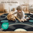 thumbnail image 4 of ODIKA 8'x10' Washable Area Rug Vinyl Music Retro Dj Turntable Border Player Cassette Record Vintage Refined for Living Room, Under Sectional, Family , Durable, Non-Slip, 4 of 7