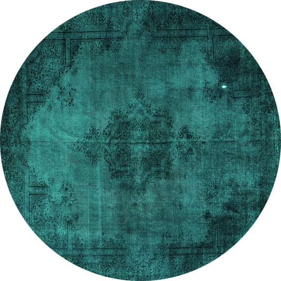 Ahgly Company Indoor Round Persian Turquoise Blue Bohemian Area Rugs, 7' Round