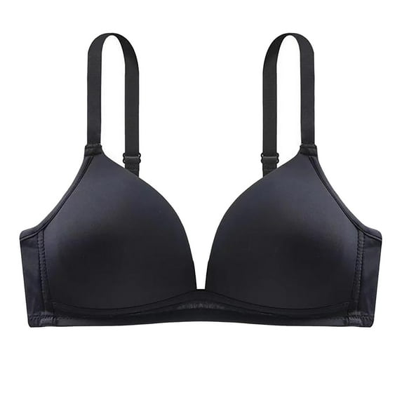 Bigersell Training Bra Ladies Seamless Comfortable No Underwire Thin Style Breathable Push-Up Bra Woman Underwear Tall Size Full Coverage Bra, Style 13812, Black 34B