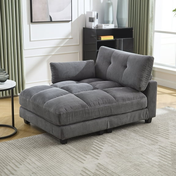 UNITED WE WIN Sleeper Sofa Couch Bed, Oversized Chaise Lounge Chair, Cozy Cloud Couch with Storage, Modern Convertible Sectional Sofa for Living Room, Apartment, Dorm(Gray)