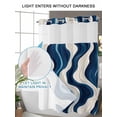 thumbnail image 4 of No Hook Cloth Fabric Shower Curtain with Snap in Liner, Geometric Blue Waterproof Shower Curtains Set with See Through Top Window, Vintage White Stripe Coastal Sea Wave Bath Curtains Shower 36"x72", 4 of 6