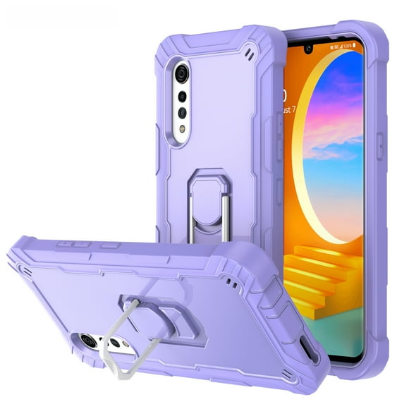 Allytech Case for LG Velvet 5G 6.8 inch, Three Layer Hybrid Hard PC Soft TPU Rubber Shockproof Kickstand Heavy Duty Case for LG Velvet 5G 2020 Release LM-G900(6.8"), Purple