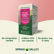 Spring Valley Women's Period Support Probiotic Dietary Supplement Delayed-Release Vegetarian Capsules for Digestive and Women's Health, 30 Count