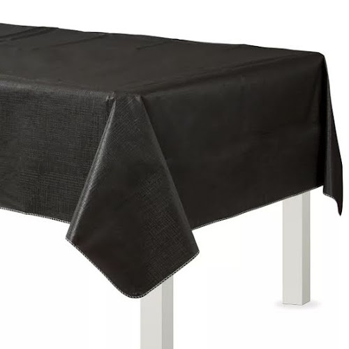 Black FlannelBacked Vinyl Tablecloth