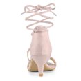 thumbnail image 3 of BLISSFUL STEP Women's Open Toe Kitten Heel Lace Up Sandals, 3 of 7