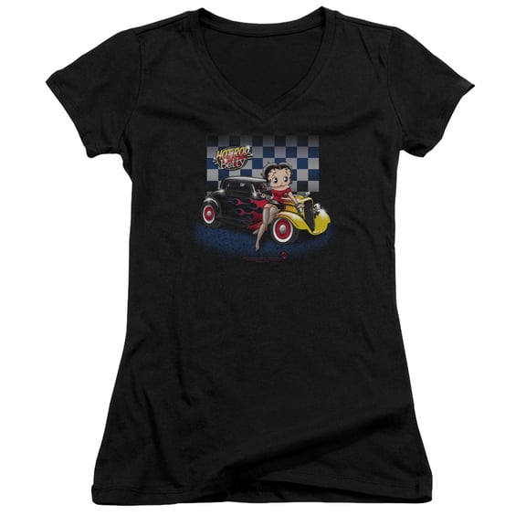 Betty Boop Hot Rod Boop Junior Women's T-Shirt V-Neck Black