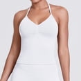 thumbnail image 6 of Sokhug Womens Halter Tank Tops Longline Strappy Top with Built-in Bra V Neck Backless Gym Workout Camis with Adjustable Strap, 6 of 7