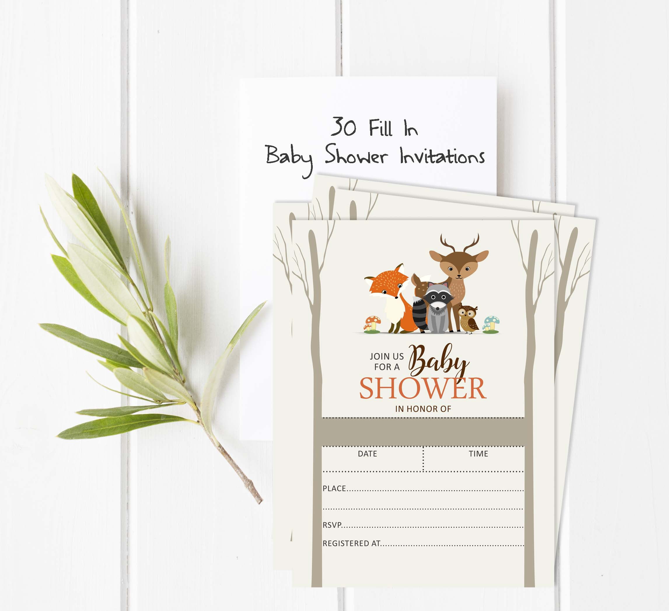 Inkdotpot 30 Fill In StyleBaby Shower Invitation Cards Jungle Animals Gender Neutral Blank Invites