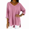 thumbnail image 3 of Womens Street Style Denim V Neck Top Casual Chic Blouse for Women Trendy Outfit and Daily Wear Pink XL, 3 of 7