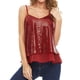 thumbnail image 2 of Moda Casual para mujer sólido Patchword lentejuelas cuello en V Crop Tanks Top señoras Camis chaleco Fridja qr463, 2 of 5