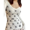 thumbnail image 3 of FAROOT T-shirt à Manches Longues d'Halloween pour Femmes, Imprimé Crâne Col Rond Ajusté, S/M/L, 3 of 9