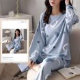 thumbnail image 1 of Pijamas de poliéster con lunares para mujer, ropa de dormir de manga larga, conjuntos de ropa para el hogar, ropa de dormir informal de dibujos animados, talla 5XL, primavera y otoño, 1 of 4