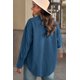 thumbnail image 1 of ABPHQTO Camisa de mujer de pana azul con bolsillo con botones, 1 of 5