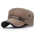 thumbnail image 2 of Lumistal Cadet Army Caps Unisex Cadet Cap Washed Cotton Vintage Corps Hat Military Style Adjustable Flat Top Cap Unisex Basic Flat Top Hat Brown A, 2 of 3