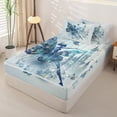 thumbnail image 2 of Castle Fairy Princess Castle Elf Print Zipper Twin Comforter Sets with Fitted Sheet and 2 Pillowcases,Chic Floral Butterfly Pattern Zipper Bedding Set,Blue White,Grey Reversible,4-Piece, 2 of 6