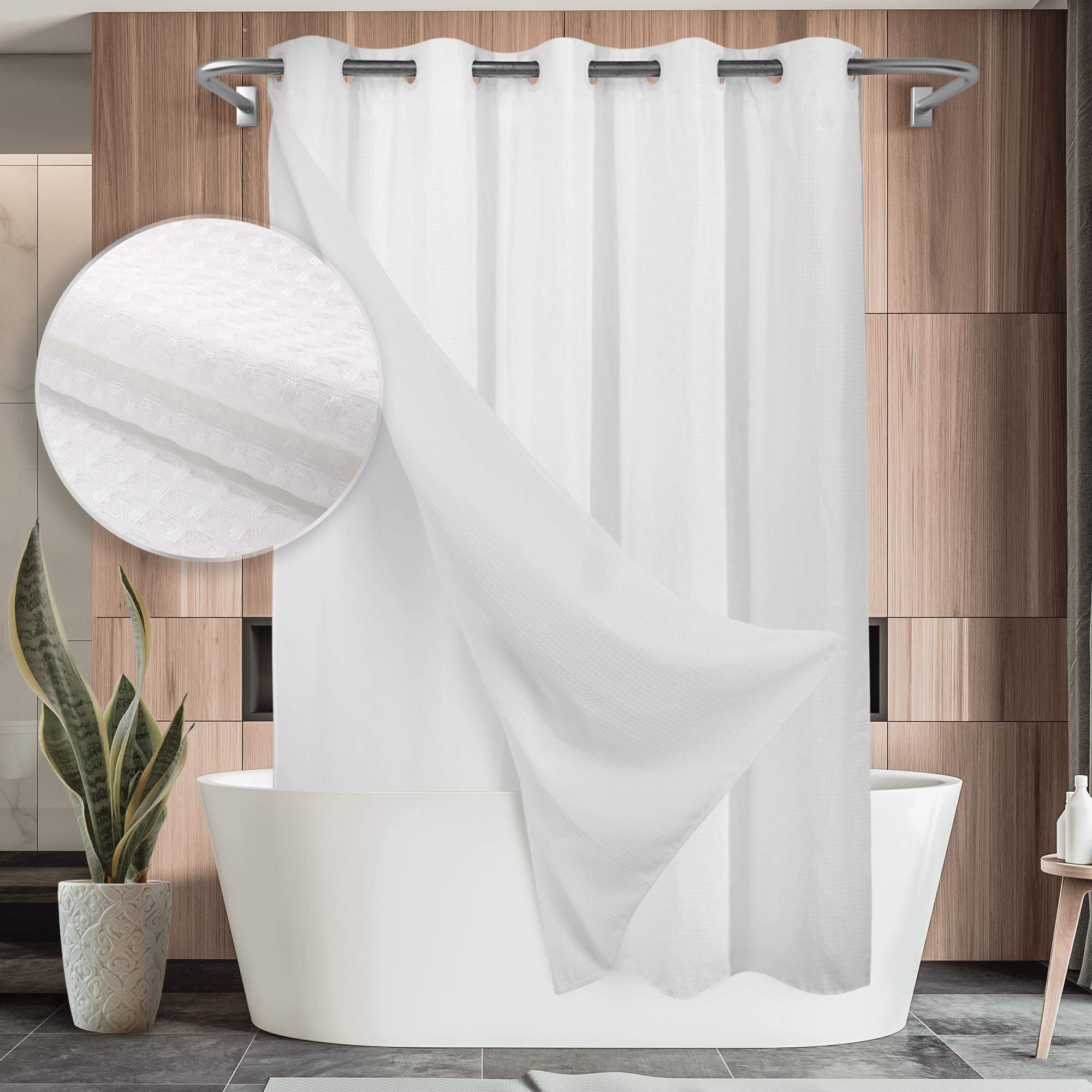 Barossa Design Hotel Grade Shower Curtain with Snapin Liner Waffle