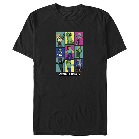 Men's Minecraft Boxed Mobs  Graphic Tee Black 3X Large