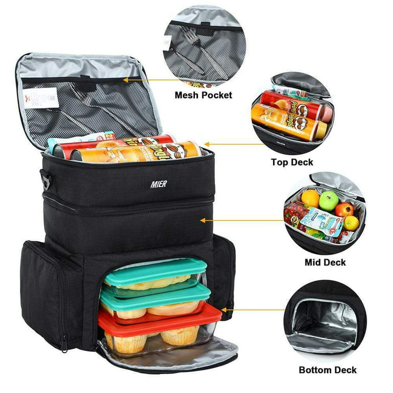 MIER Portable Insulated Mini Lunch Bag for Kids, Black