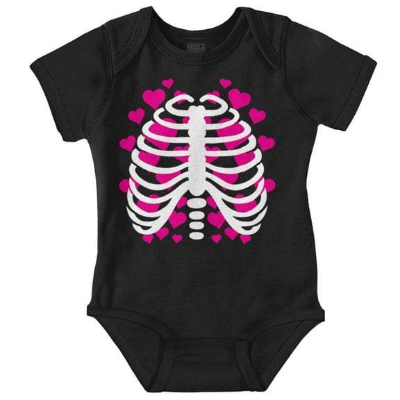 Halloween Skeleton Rib Cage Hearts Bodysuit Jumper Girls Infant Baby Brisco Brands NB