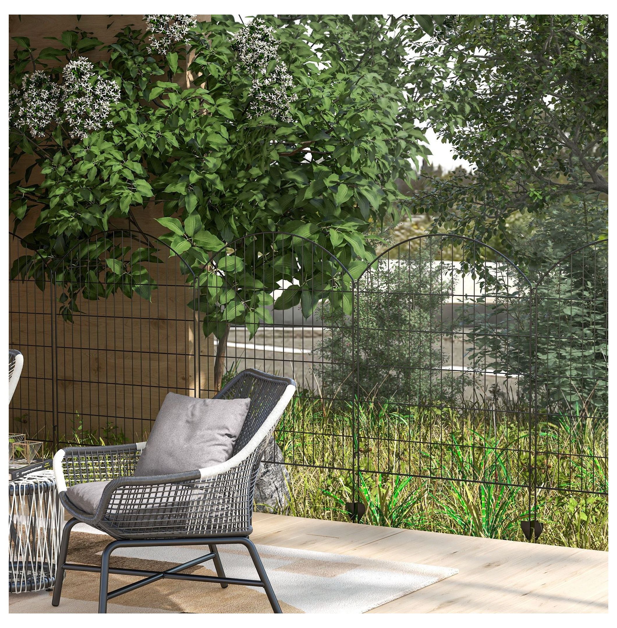 Metal Garden Fencing - 4-Pack Decorative Fence, Animal Barrier & Plant Border