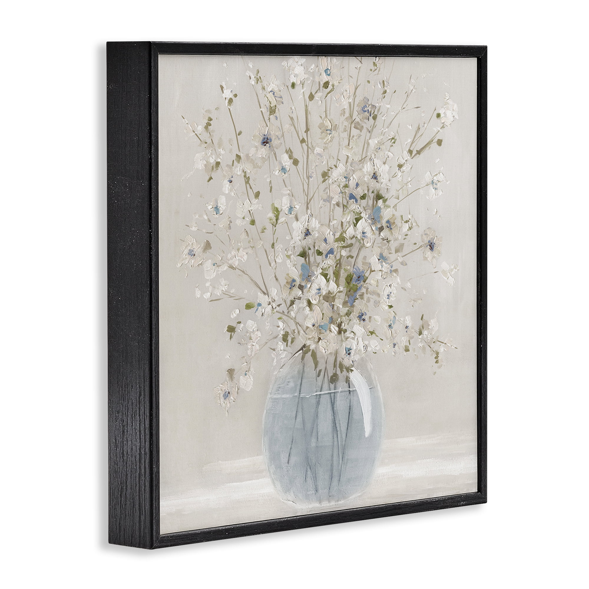 Stupell Industries Subtle Glass Vase Bouquet Black Framed Giclee Art, design by Carol Robinson