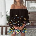 thumbnail image 5 of Fsqjgq Summer Dress for Women Party Dress Plus Size Summer Dresses for Curvy Women Vintage Print Beach Vacation Dresses Off Shoulder Tunic Casual Loose Fit Bell Sleeve Mini Dress Boho Floral Prin XL, 5 of 5
